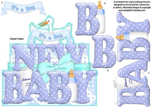 New Baby Boy - Shaped Topper