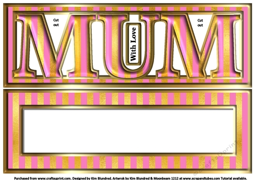 MUM - Large Letter - Large DL - Candy Stripes Pink & Gold