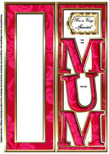 MUM - Large Letter - Large DL - Deep Pink Floral - Portrait