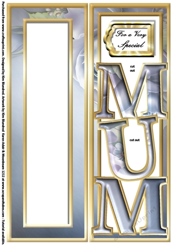 MUM - Large Letter - Large DL - Floral Blue & Gold - Portrait