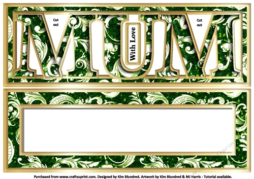 MUM - Large Letter - Large DL - Green Damask