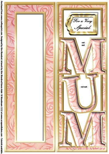 MUM - Large Letter - Large DL - Pink Deco & Gold - Portrait