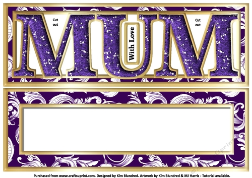 MUM - Large Letter - Large DL - Purple Damask & Glitter
