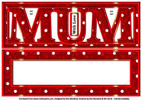 MUM - Large Letter - Large DL - Red Glitter & Polkadots