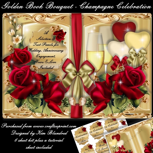 Golden Book Bouquet - Champagne Celebration - Large Design