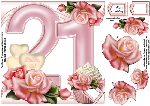 Special Birthday Roses, Cupcakes & Balloons Age 21