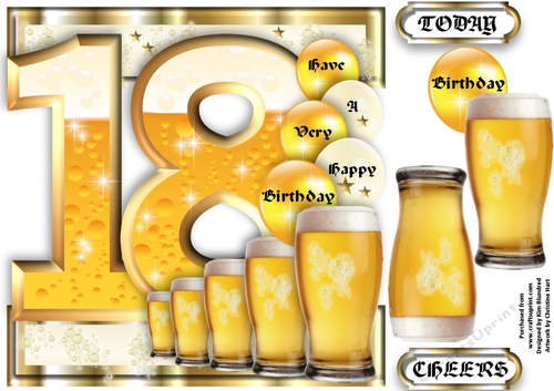Birthday BEER Celebration - 18 Today - Single Sheet