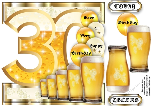 Birthday BEER Celebration - 30 Today - Single Sheet