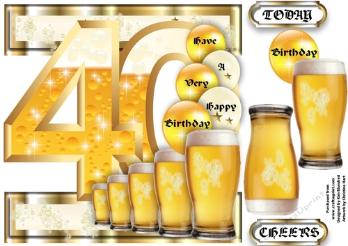 Birthday BEER Celebration - 40 Today - Single Sheet