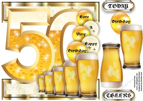 Birthday BEER Celebration - 50 Today - Single Sheet