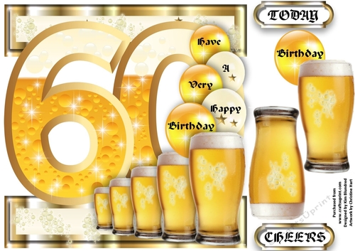 Birthday BEER Celebration - 60 Today - Single Sheet