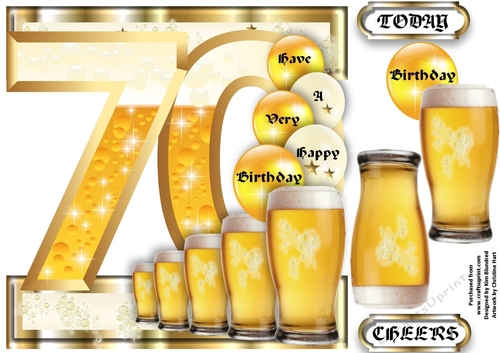 Birthday BEER Celebration - 70 Today - Single Sheet