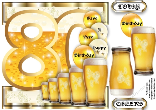 Birthday BEER Celebration - 80 Today - Single Sheet