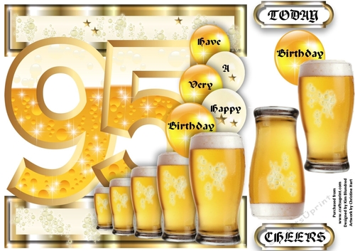 Birthday BEER Celebration - 95 Today - Single Sheet