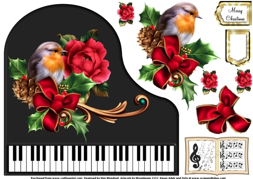 Baby Grand Piano - Black 4 - The Christmas Robin
