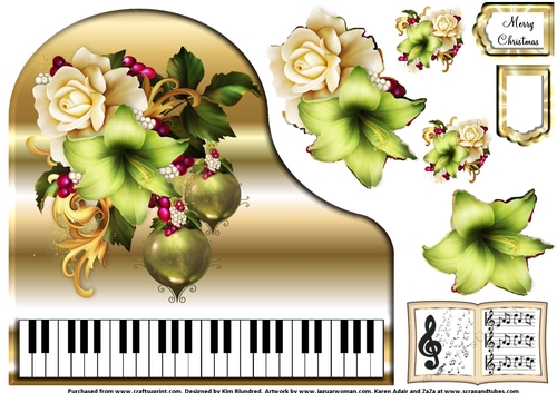 Baby Grand Piano - Gold 2 - Winters Blooms