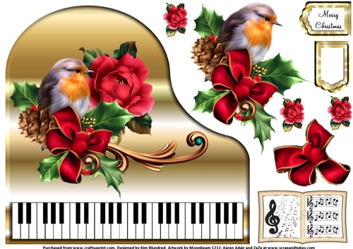 Baby Grand Piano - Gold 4 - The Christmas Robin