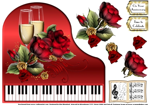 Baby Grand Piano - Red 1 - Fly me to the Moon