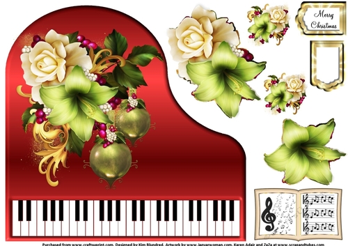 Baby Grand Piano - Red 2 - Winters Blooms