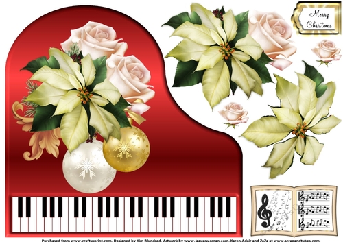 Baby Grand Piano - Red 3 - Winter Whites