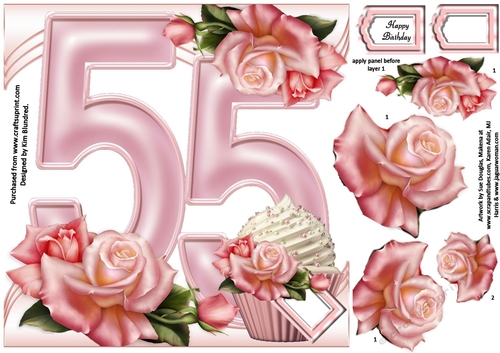 Special Birthday Roses & Cupcakes - Age 55
