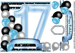 17th Birthday - Balloons & Banner
