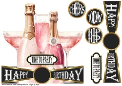 CHEERS to All The Years - PINK CHAMPAGNE - Large Shaped Card Front