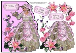 My Fair Lady Scalloped Edge Card Front with Decoupage 1