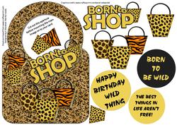Born to Shop, Circle Top Aperture Card with Decoupage