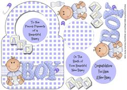 Baby Boy Circle Top Aperture Card Front with Decoupage