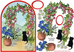 What a Wonderful World Arch Top Card Front with Decoupage