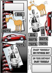 Big Boys Toys Fathers Day or Birthday with Decoupage