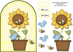 Bee Happy Arch Top Quick Card with Decoupage