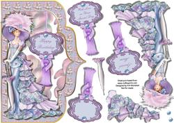 My Fair Lady Elegant Scallop Card Front 3 with Decoupage