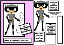 Have a Purrfect Day, Catwoman Card Front with Decoupage