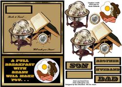 Books, Travel & Breakfast, Fun Card Front & Decoupage