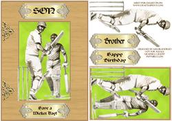 Have a Wicket Day, Cricket Card Front with Decoupage