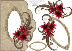 Ruby Red Lilies on a Beautiful Baroque Frame