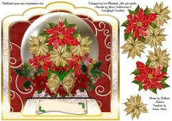 Poinsettia Globe Scalloped Top 8x8 Card Topper