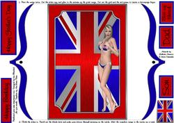 Union Jack Bracket Card-topper with Girl
