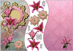 Mother's Day Pink Lily for 8x8 or A5 Card, with Inset