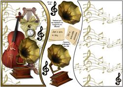 Music 8x8 or A5 Shaped Topper, Insert & Decoupage