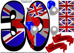 30th Large Shaped Card Front - Union Jack