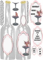 Birthday Girl Beer Bottle Large Shaped Card