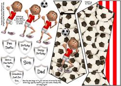 Football Tie Shaped Card Front Red & White 2