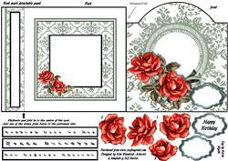 Vintage Red Roses Quick Fold Card with Bookmark