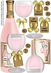 Pink Plonk Celebration - Large Dl Shaped Topper