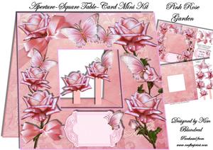 Aperture-square Table-card - Pink Rose Garden