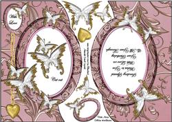 Beautiful Butterflies - Pink - Topper, Insert & Decoupage