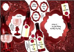 Wine on Wine - Shaped Topper, Insert & Decoupage
